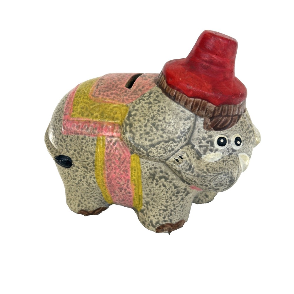 Vintage MCM Arnart Piggy Bank Elephant Made in Japan Hand Painted